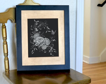 Floral Composition - Freehand Ink Drawing, Signed, Numbered, Limited Edition Giclee Print on Fine Art paper