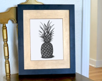 Pineapple Freehand Ink Drawing Limited Edition Print, Signed, Numbered giclee