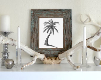 Coconut Tree Freehand Ink Drawing Limited Edition Print, Signed, Numbered, 8 in x 10 in