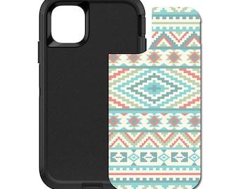Custom Personalized Skin/Decal for OtterBox Defender Case - Apple iPhone Samsung Galaxy - Blue Orange White Tribal Print