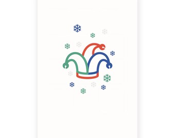 Mahjong Jester Christmas Card, Mah Jongg Holiday Card