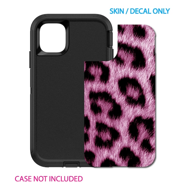 Custom Personalized Skin/Decal for OtterBox Defender Case - Apple iPhone Samsung Galaxy - Pink Black Leopard Fur Skin