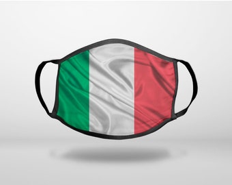 Italian Flag Italy Waving Red White Green - CUSTOM 3-Ply Reusable Soft Face Mask Covering, Unisex, Cotton Inner Layer