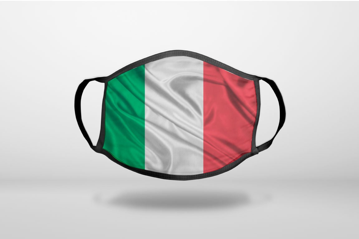 Italienische Flagge Italien winken rot weiß grün CUSTOM 3-lagig  wiederverwendbare weiche Gesichtsmaske Abdeckung, Unisex, Baumwolle innere  Schicht - .de