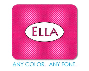 Custom Photo Mouse Pad- Personalized 7.75" x 9.25" Mousepad - Hot Pink White Polka Dots Office Desk Accessories Cubicle Desk Decor