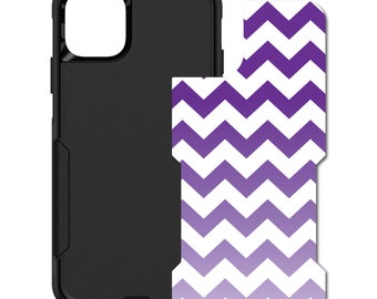 Custom Personalized Skin/Decal for OtterBox Commuter Case - Apple iPhone Samsung Galaxy - Purple White Chevron Stripes Fade