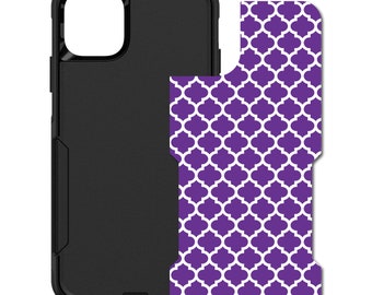 Custom Personalized Skin/Decal for OtterBox Commuter Case - Apple iPhone Samsung Galaxy - Purple White Moroccan Lattice