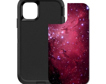 Custom Personalized Skin/Decal for OtterBox Defender Case - Apple iPhone Samsung Galaxy - Hot Pink Black Stars Nebula