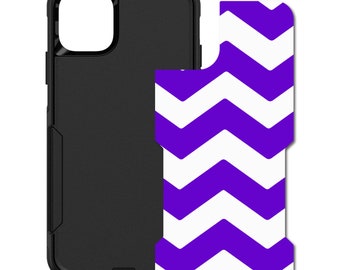 Custom Personalized Skin/Decal for OtterBox Commuter Case - Apple iPhone Samsung Galaxy - Purple White Large Chevron Stripes