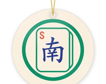 South Wind Mahjong Christmas Ornament, Round Ceramic