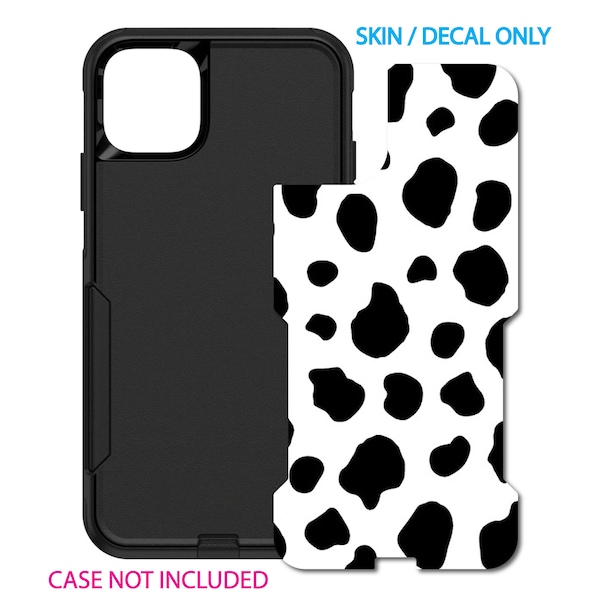 Custom Personalized Skin/Decal for OtterBox Commuter Case - Apple iPhone Samsung Galaxy - Black White Dalmatian Cow Spots Animal Print