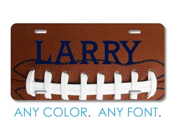 Brown Football Texture Laces Name License Plate, Personalized Front Car Tag, Custom Vanity Plate for Car Truck SUV, 12 x 6 Aluminum