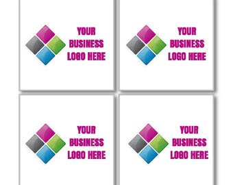Custom Ceramic Coasters - Set of 4 - Personalized Monogram  - 3.75" x 3.75" - Clear Coat - Cork Backing - Your Business Logo