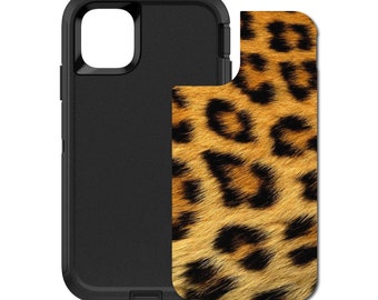 Custom Personalized Skin/Decal for OtterBox Defender Case - Apple iPhone Samsung Galaxy - Brown Black Leopard Fur Skin
