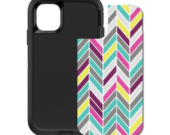 Custom Personalized Skin/Decal for OtterBox Defender Case - Apple iPhone Samsung Galaxy - Pink Purple Teal Herringbone