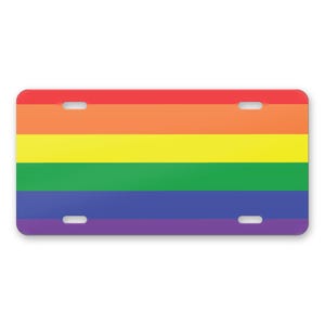 Rainbow Stripes Gay Pride License Plate, Personalized Front Car Tag, Custom Vanity Plate for Car Truck SUV, 12 x 6 Aluminum