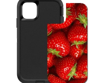 Custom Personalized Skin/Decal for OtterBox Defender Case - Apple iPhone Samsung Galaxy - Bright Red Strawberries