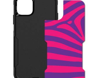 Custom Personalized Skin/Decal for OtterBox Commuter Case - Apple iPhone Samsung Galaxy - Hot Pink Purple Zebra Skin Stripes