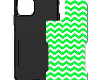 Custom Personalized Skin/Decal for OtterBox Commuter Case - Apple iPhone Samsung Galaxy - Green White Chevron Stripes Wave