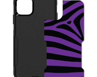Custom Personalized Skin/Decal for OtterBox Commuter Case - Apple iPhone Samsung Galaxy - Black Purple Zebra Skin Stripes