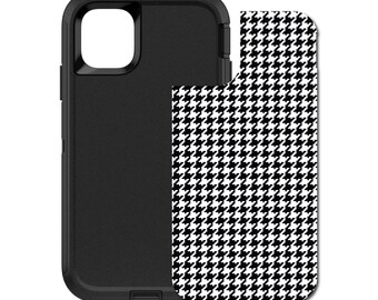 Custom Personalized Skin/Decal for OtterBox Defender Case - Apple iPhone Samsung Galaxy - Black White Houndstooth Pattern