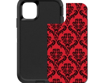 Custom Personalized Skin/Decal for OtterBox Defender Case - Apple iPhone Samsung Galaxy - Red Black Damask Pattern