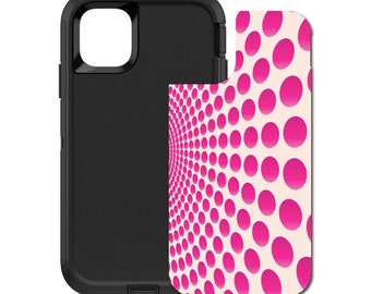 Custom Personalized Skin/Decal for OtterBox Defender Case - Apple iPhone Samsung Galaxy - Hot Pink Polka Dots Swirl