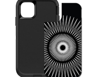 Custom Personalized Skin/Decal for OtterBox Defender Case - Apple iPhone Samsung Galaxy - Black White Star Bursts