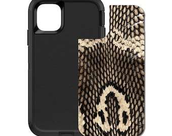 Custom Personalized Skin/Decal for OtterBox Defender Case - Apple iPhone Samsung Galaxy - Brown Tan Snake Skin Texture