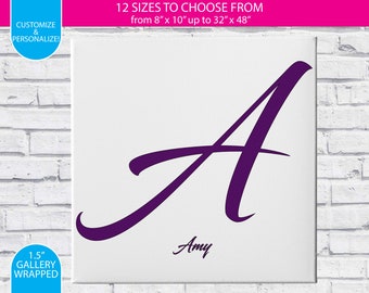 Monogram with Name / Gallery Wrapped Canvas Wall Art / Custom / Any Color Any Font / Bedroom Decoration /Canvas Print