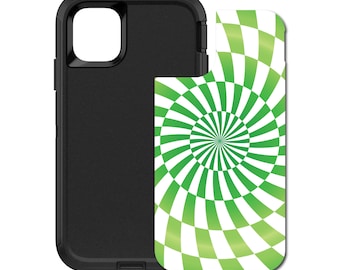 Custom Personalized Skin/Decal for OtterBox Defender Case - Apple iPhone Samsung Galaxy - Green White Swirl Geometric