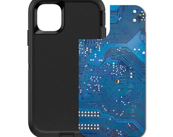 Custom Personalized Skin/Decal for OtterBox Defender Case - Apple iPhone Samsung Galaxy - Blue Circuit Board