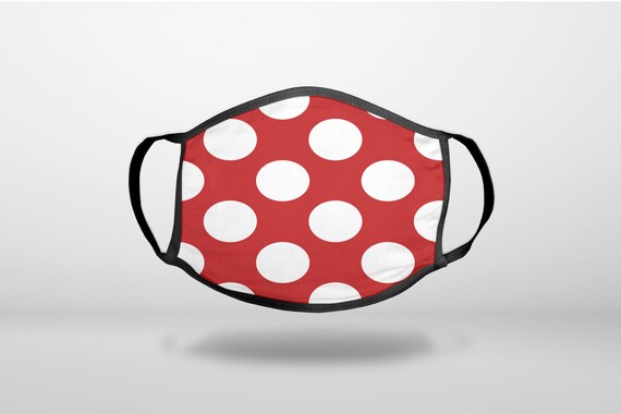 White & Red Polka Dots CUSTOM 3-ply Reusable Soft Face Mask