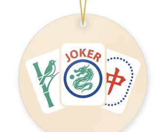 Mahjong Tiles Christmas Ornament, One Bam Joker Dragon