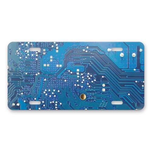 Blue Circuit Board License Plate, Personalized Front Car Tag, Custom Vanity Plate for Car Truck SUV, 12 x 6 Aluminum
