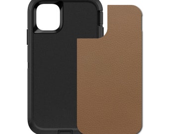 Custom Personalized Skin/Decal for OtterBox Defender Case - Apple iPhone Samsung Galaxy - Brown Leather Texture