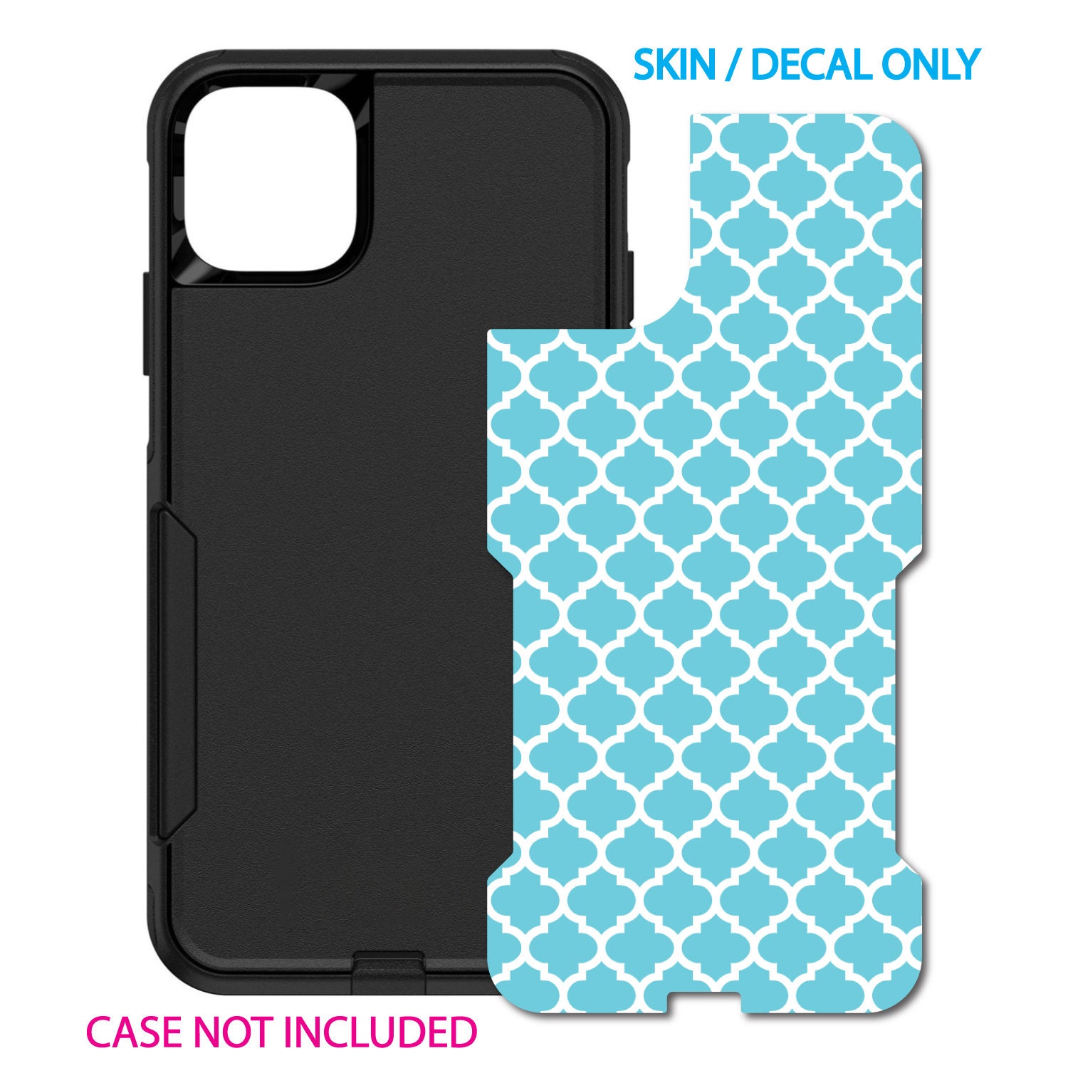 Teal White Large Chevron Stripes Apple iPhone Samsung Galaxy Custom Personalized Skin/Decal for OtterBox Commuter Case