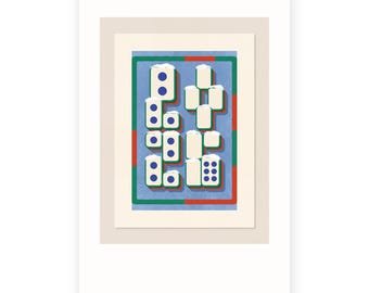 Mahjong New Year Card 2026, Snow Tiles Holiday Card