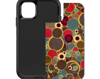 Custom Personalized Skin/Decal for OtterBox Defender Case - Apple iPhone Samsung Galaxy - Brown Red Yellow Circles
