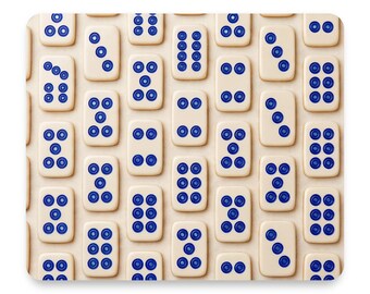 Mahjong Blue Dots Tile Pattern Mouse Pad, Non-Slip Desk Mat