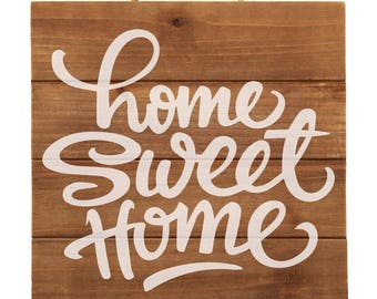 Home Sweet Home - White - Distressed Pallet Wood Wall Sign - Decorative - Great Christmas Gift - Any Color - Any Font - Personalized