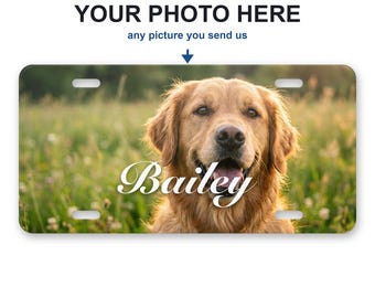 Custom Photo License Plate, Your Own Picture on an Aluminum Front Car Tag, Personalized with Name or Monogram, 12 x 6