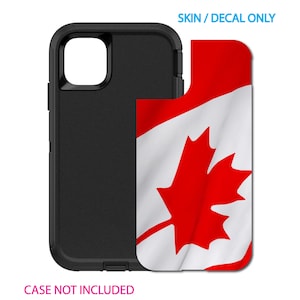 Custom Personalized Skin/Decal for OtterBox Defender Case - Apple iPhone Samsung Galaxy - Red White Canadian Flag Canada