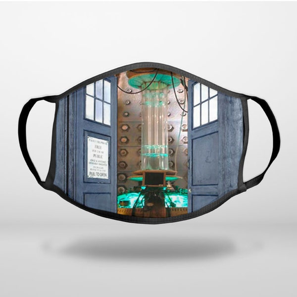 Open TARDIS - It's Bigger on the Inside - CUSTOM 3-Ply Reusable Soft Face Mask Covering, Unisex, Cotton Inner Layer