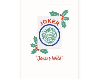 Jokers Wild Mahjong Christmas Card, Classic Joker Tile