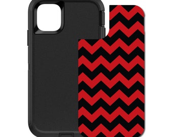 Custom Personalized Skin/Decal for OtterBox Defender Case - Apple iPhone Samsung Galaxy - Black Red Chevron Stripes