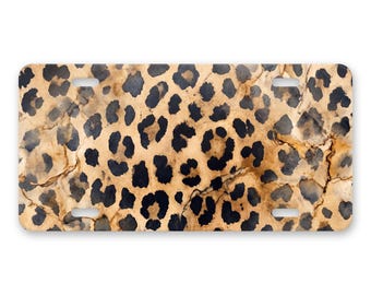 Cheetah Print License Plate, Personalized Front Car Tag, Custom Vanity Plate for Car Truck SUV, 12 x 6 Aluminum