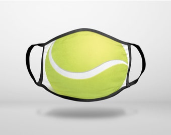 Green Tennis Ball - CUSTOM 3-Ply Reusable Soft Face Mask Covering, Unisex, Cotton Inner Layer