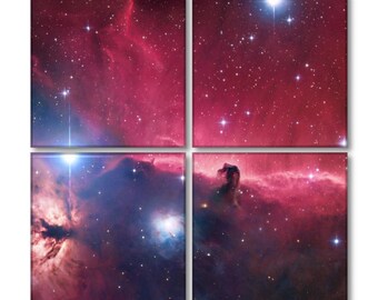 Custom Ceramic Coasters Set of 4 Personalized Monogram 3.75" x 3.75" - Clear Coat, Cork Backing - Horsehead Nebula