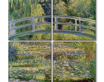 Custom Ceramic Coasters Set of 4 Personalized Monogram 4" x 4" - Clear Coat, Cork Backing - Water Lilly Pond